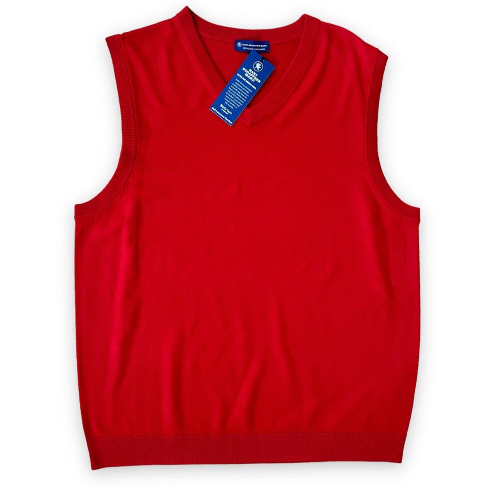 Hart Schaffner Marx Extra Fine Merino Wool Sweater Vest Mens Size XLT Tall Red
